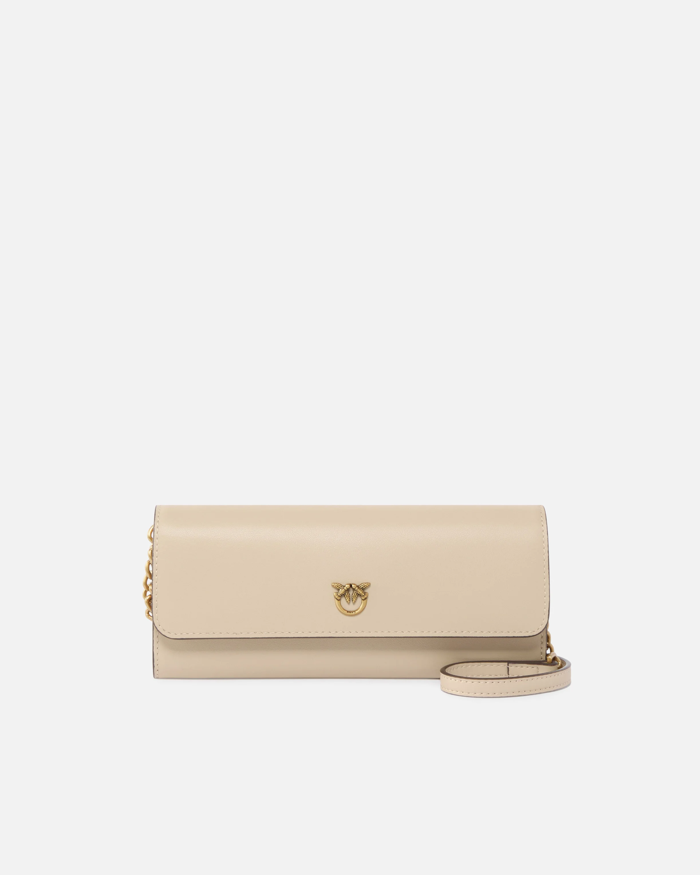 LEATHER PURSE WITH STRAP AND LOVE BIRDS LOGO - 1