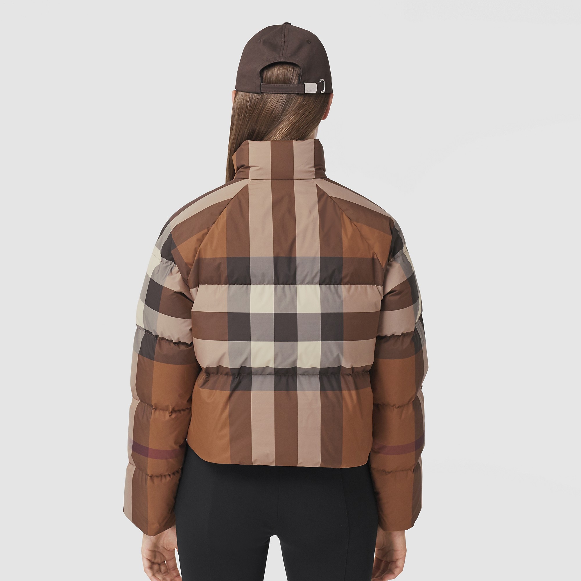 Check Cropped Puffer Jacket - 3