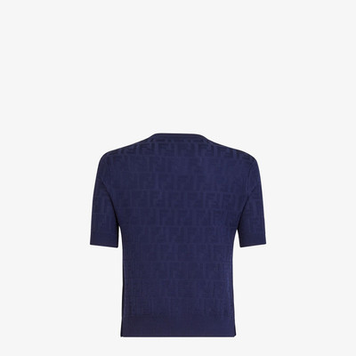 FENDI Blue cotton and viscose sweater outlook