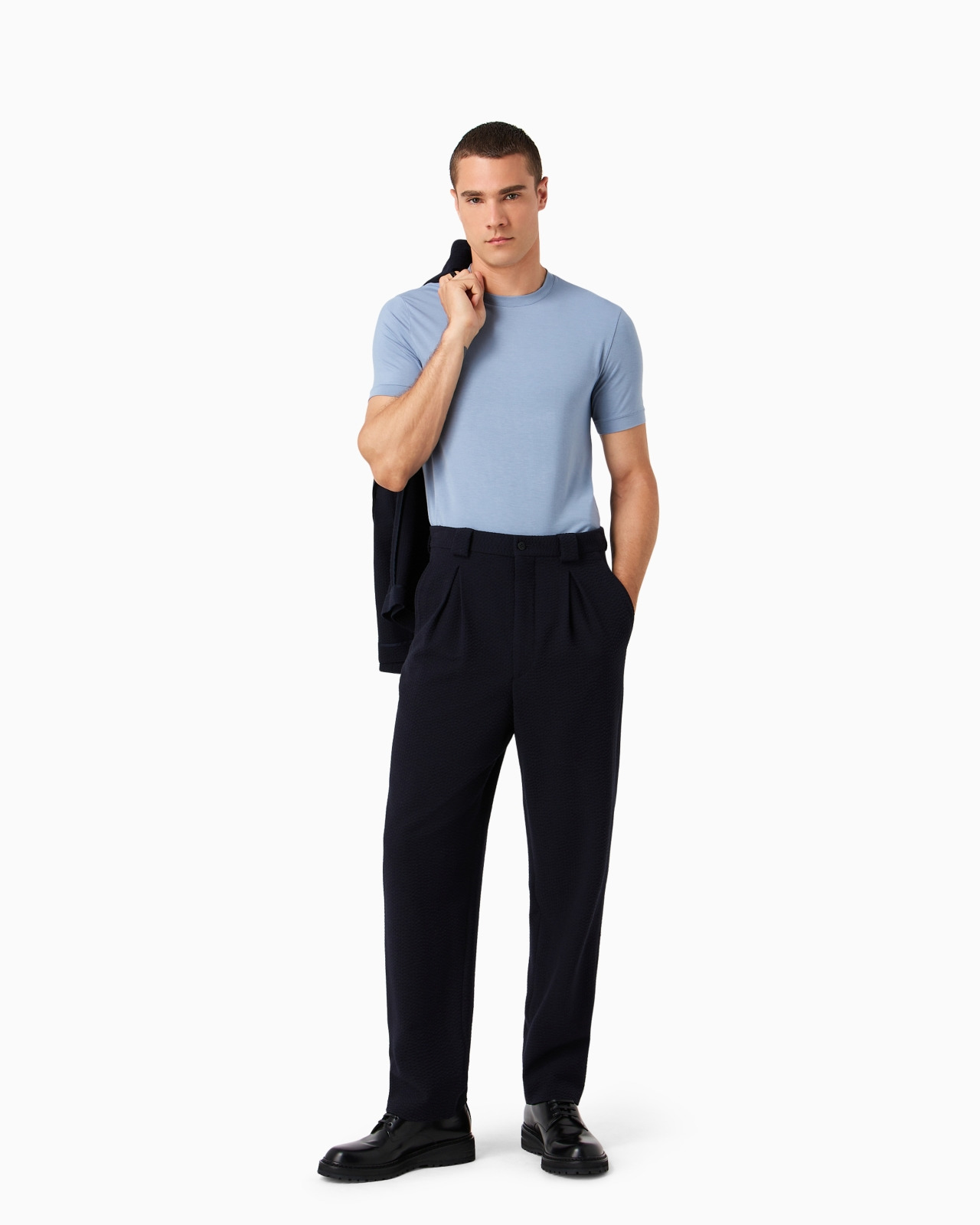 Crew-neck short-sleeved T-shirt in stretch viscose jersey - 4