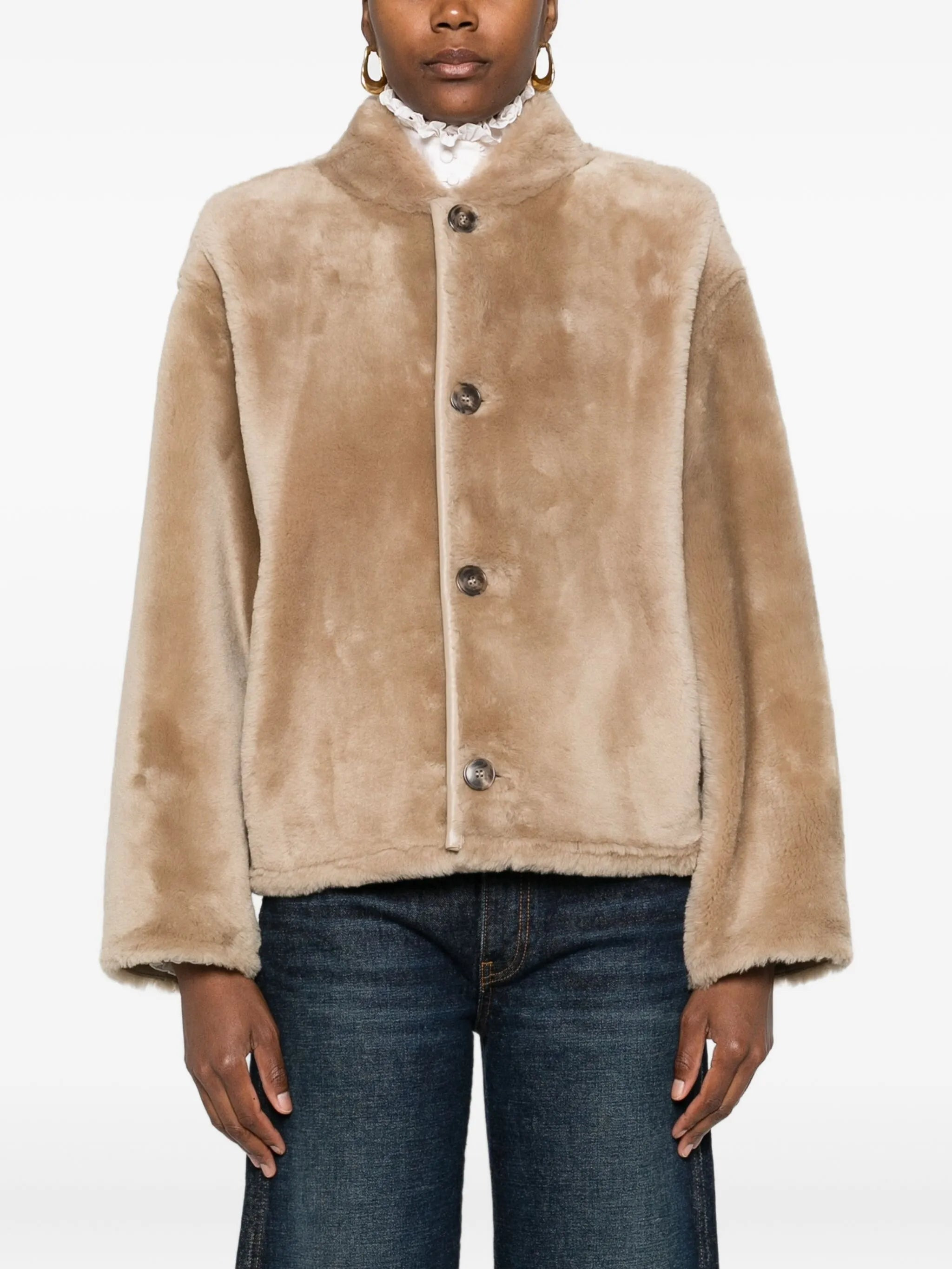 Yves Salomon Fur-collar Buttoned Coat - 2