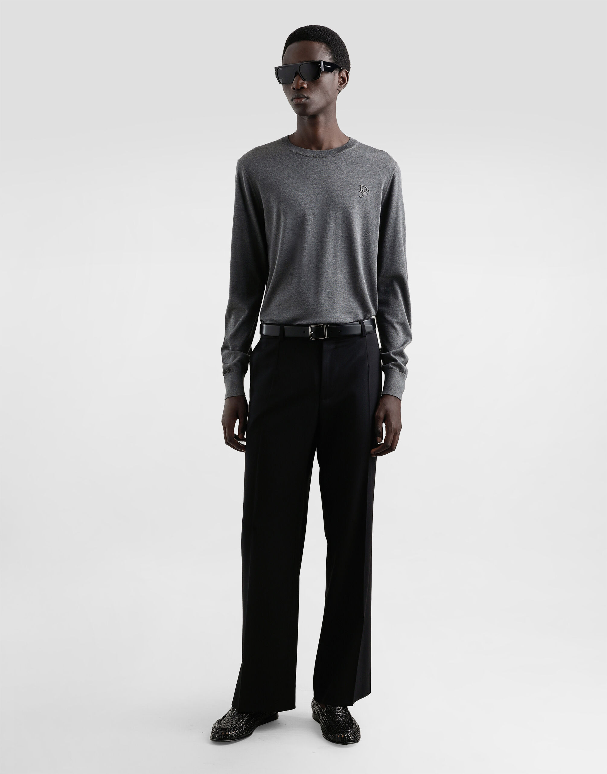 Silk round-neck sweater with DG embroidery - 2