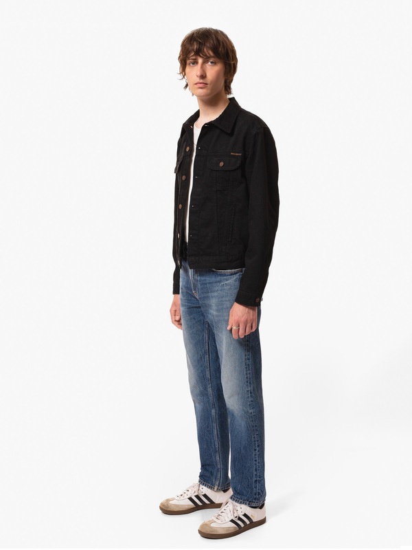 Nudie black denim jacket best sale