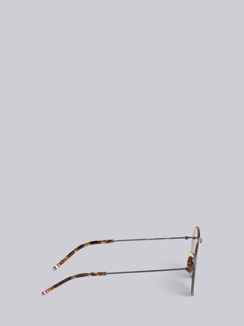 TB118 - Black Iron Hingeless Round Sunglasses 3