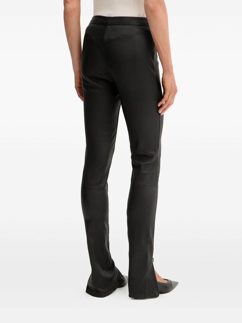 split-hem leather trousers - 3
