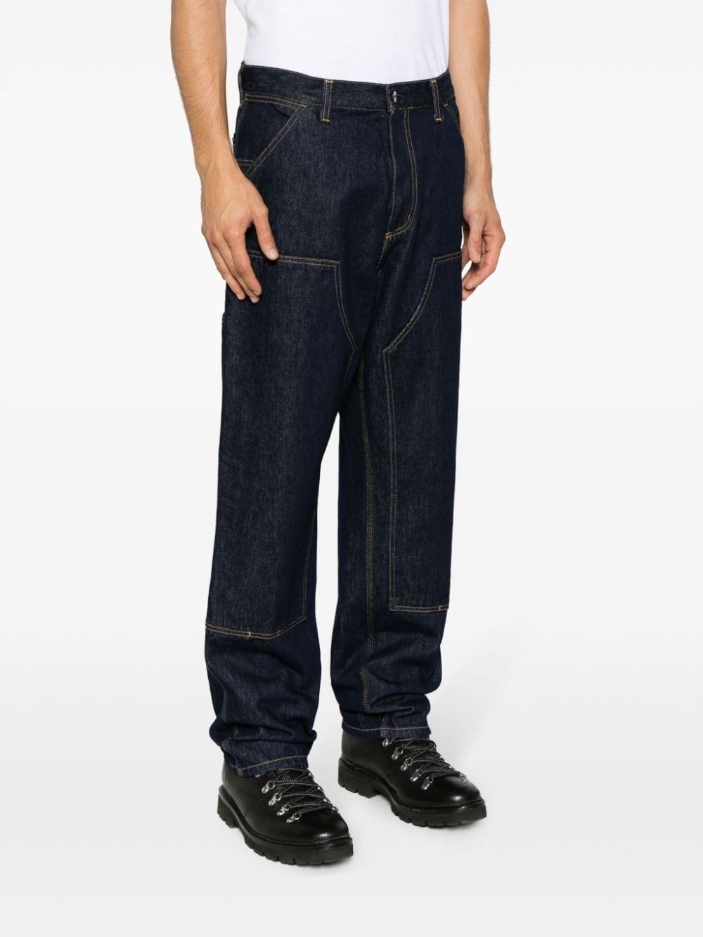 logo-patch straight-leg jeans - 3
