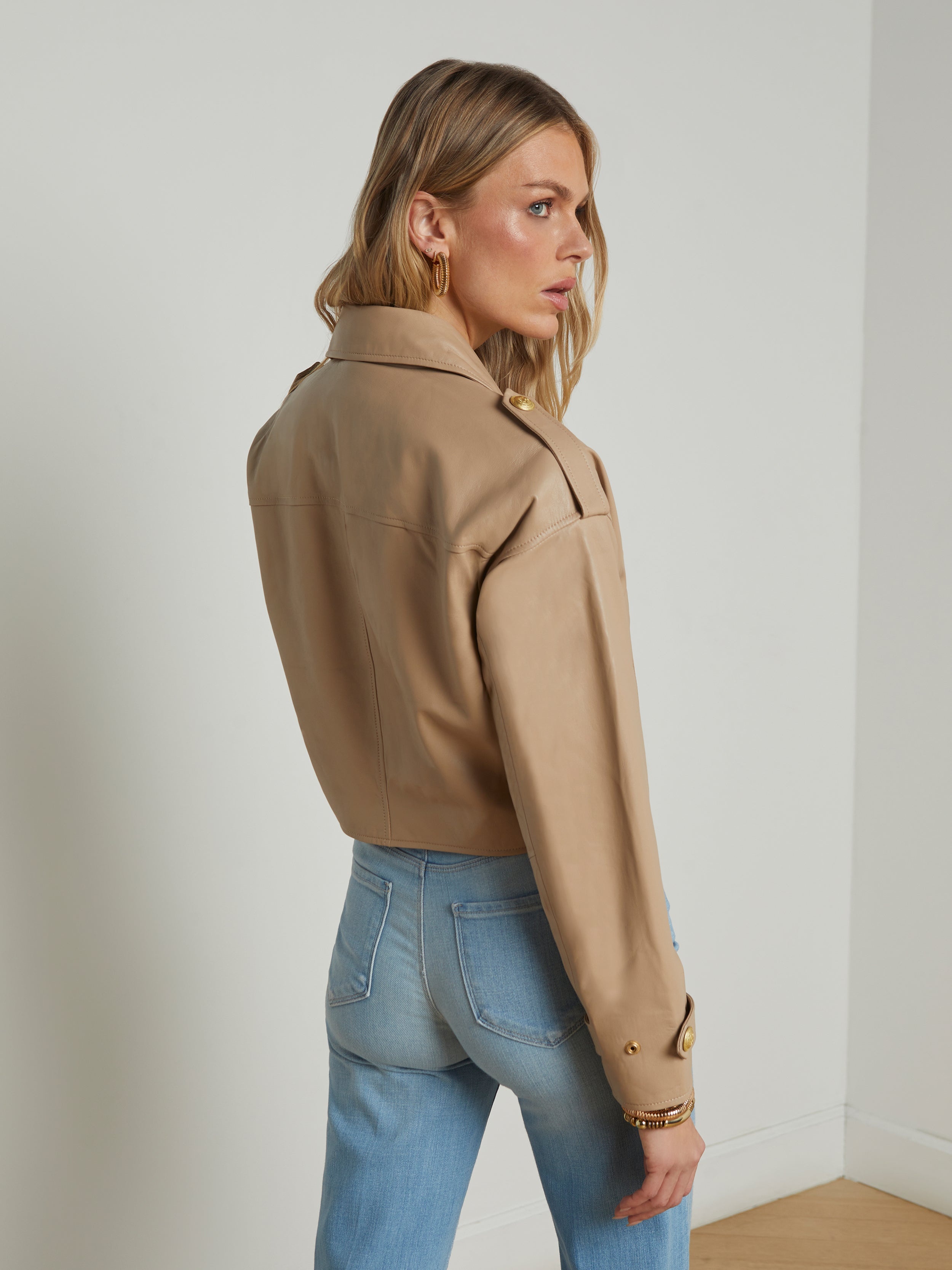 Kento Cropped Leather Trench Coat - 4