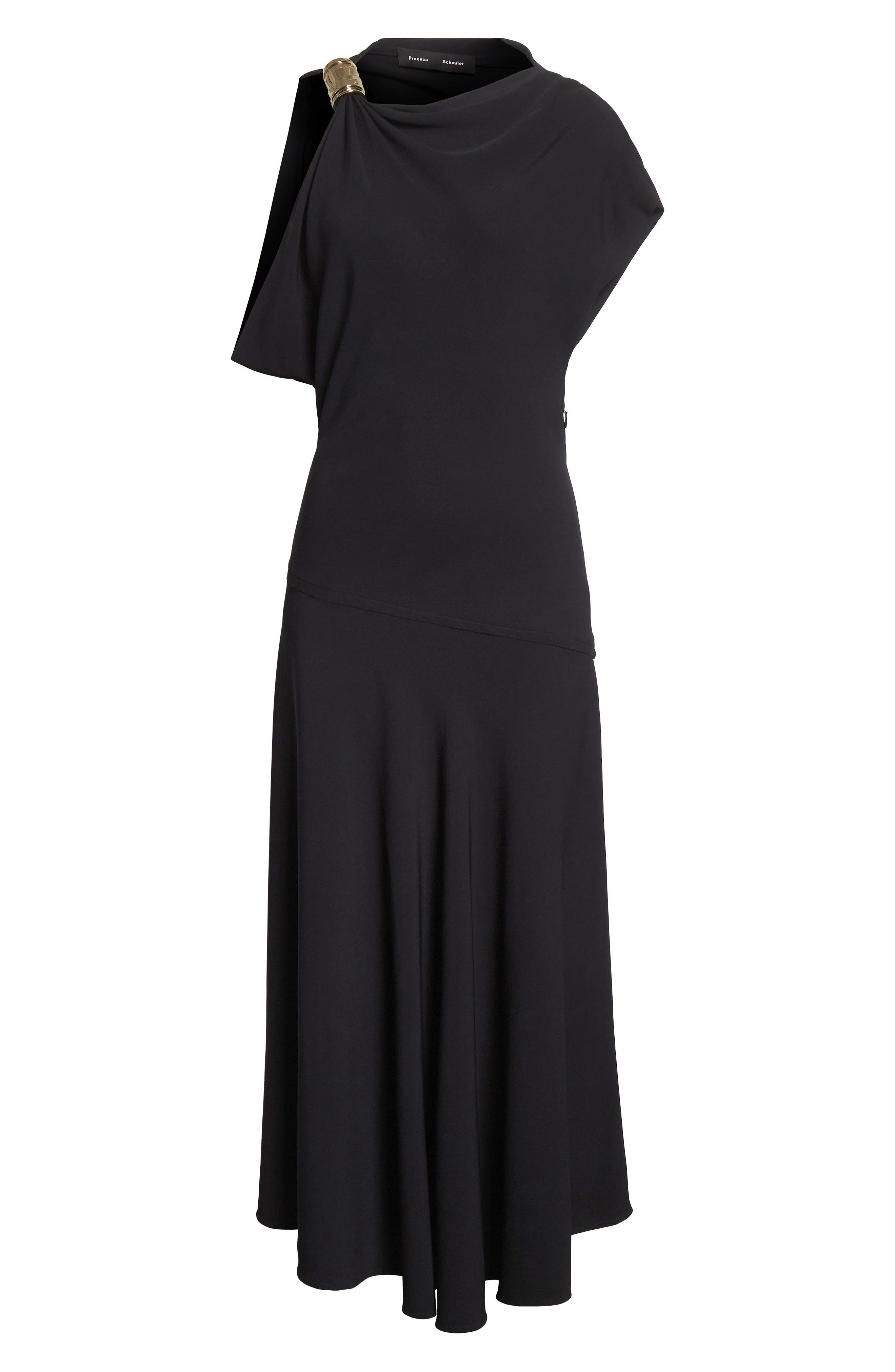 Proenza Schouler Rue Asymmetric Matte Crepe Dress in Black at Nordstrom - 5