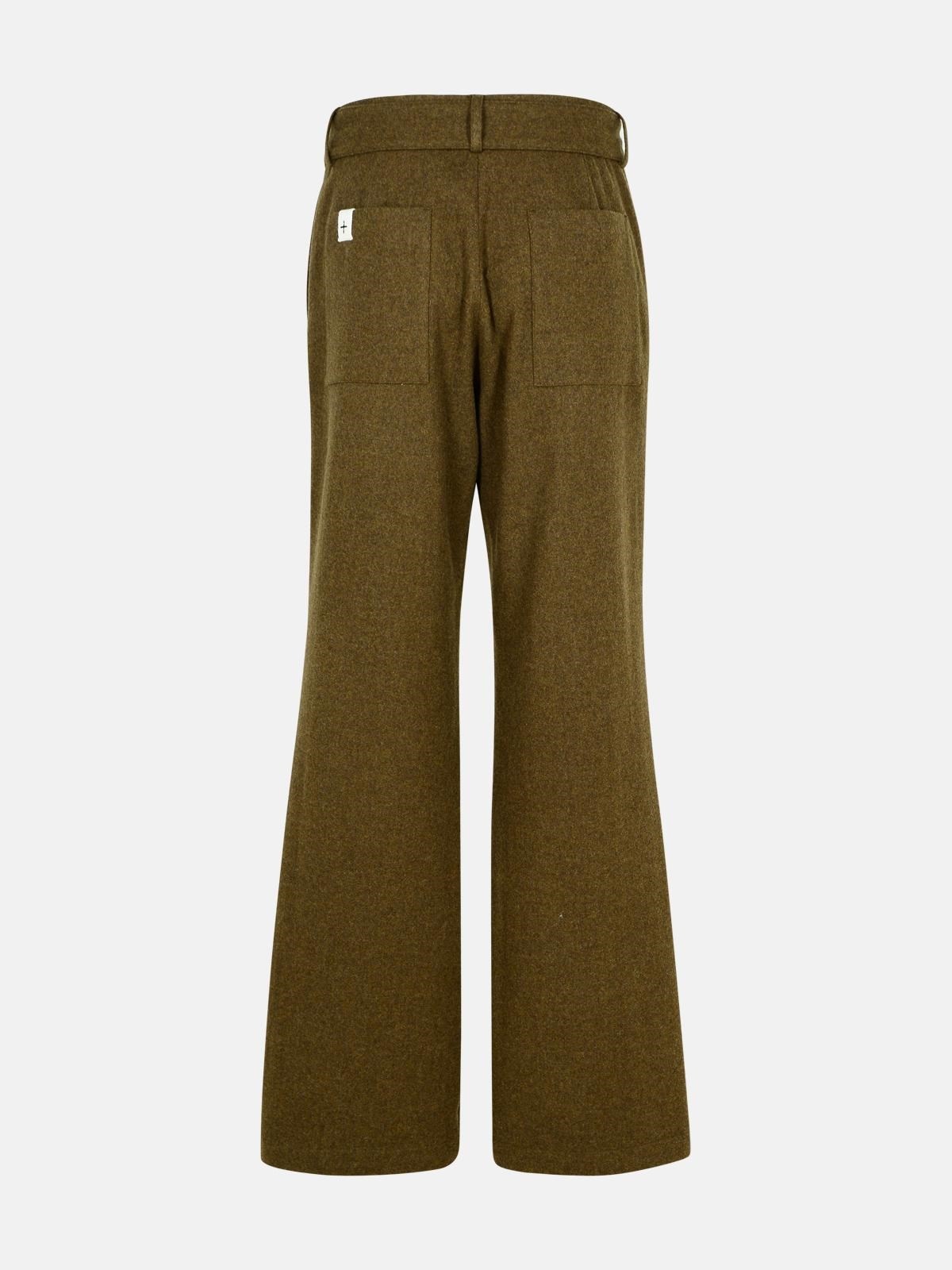GREEN WOOL FLANNEL PANTS - 3