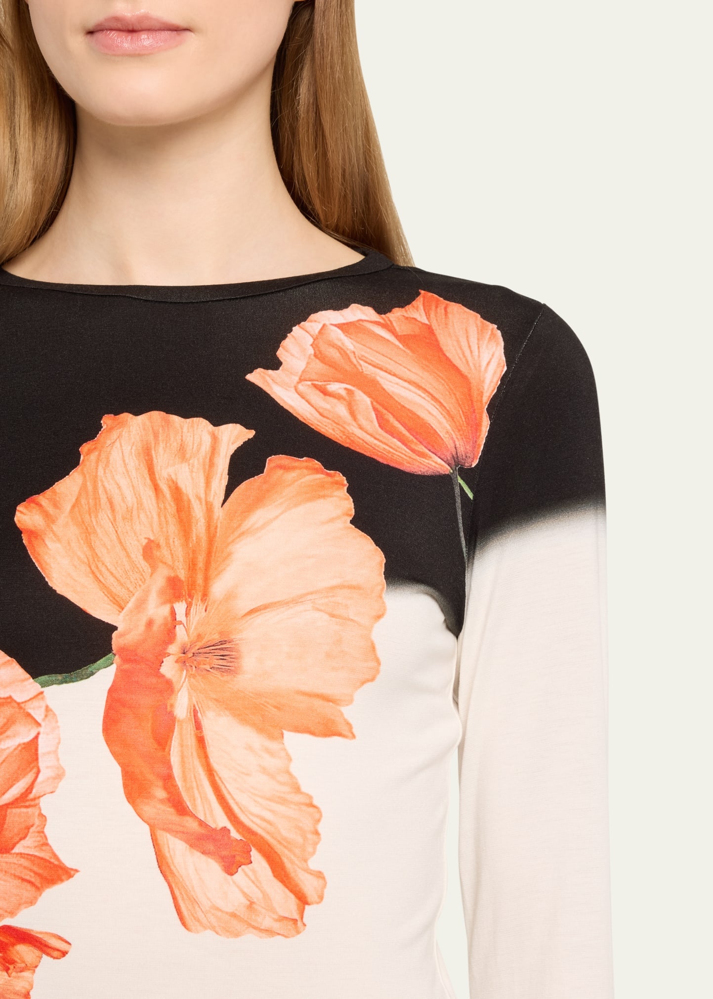 Delaina Floral Two-Tone Long-Sleeve Top - 5
