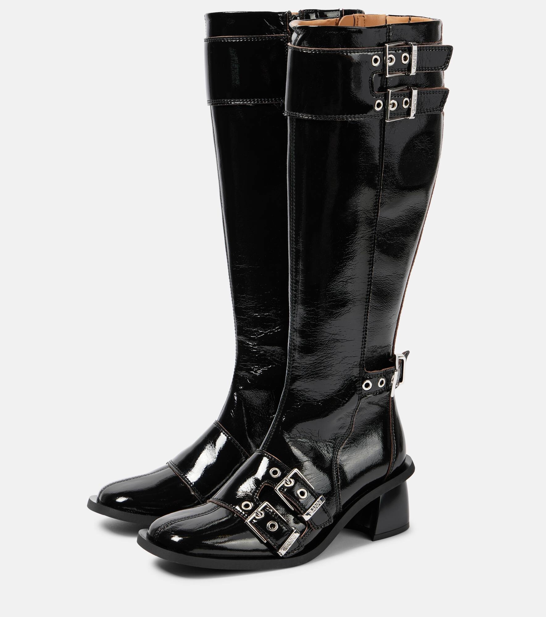Feminine faux leather knee-high boots - 4