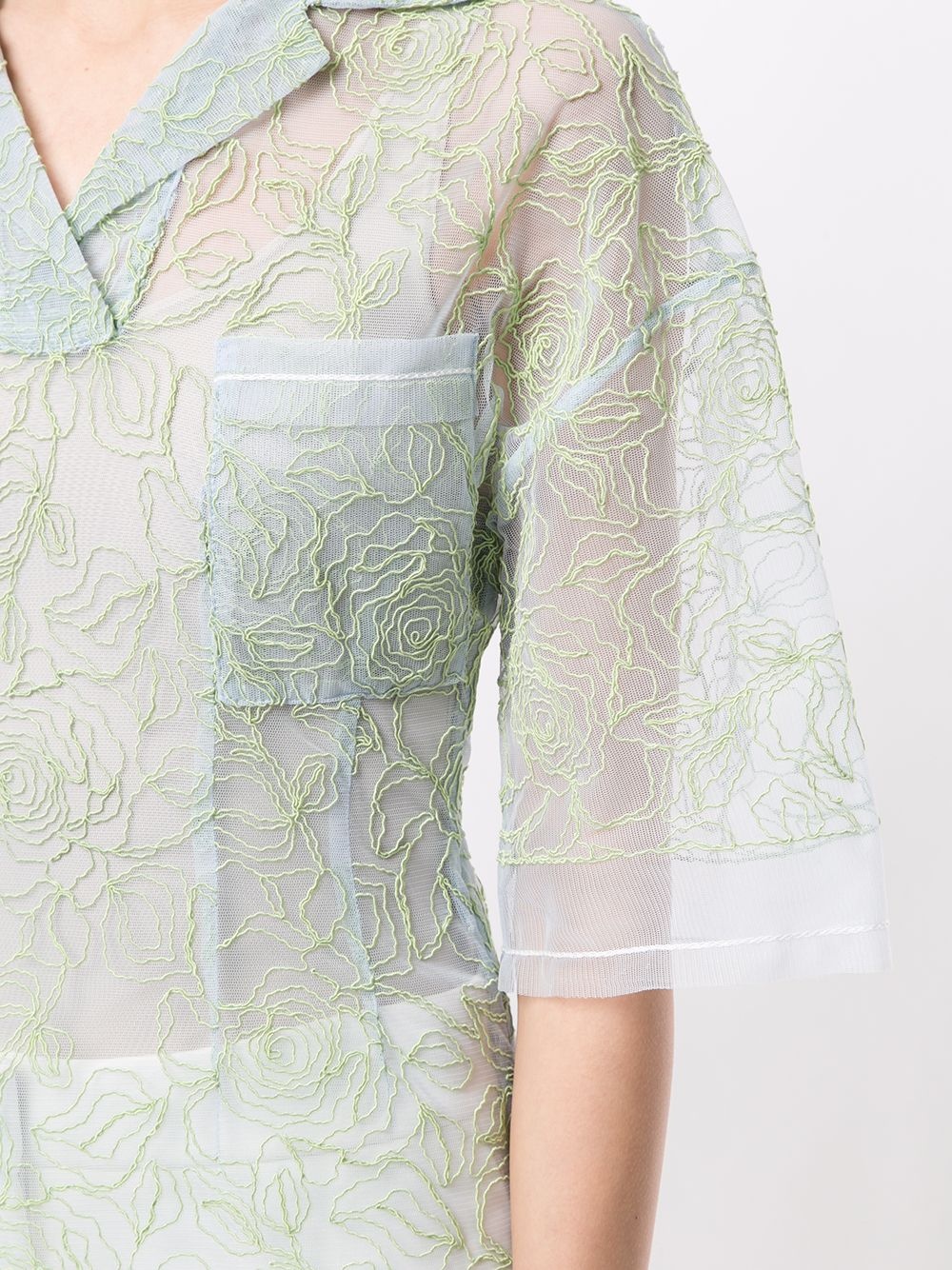 floral-embroidered sheer blouse - 5