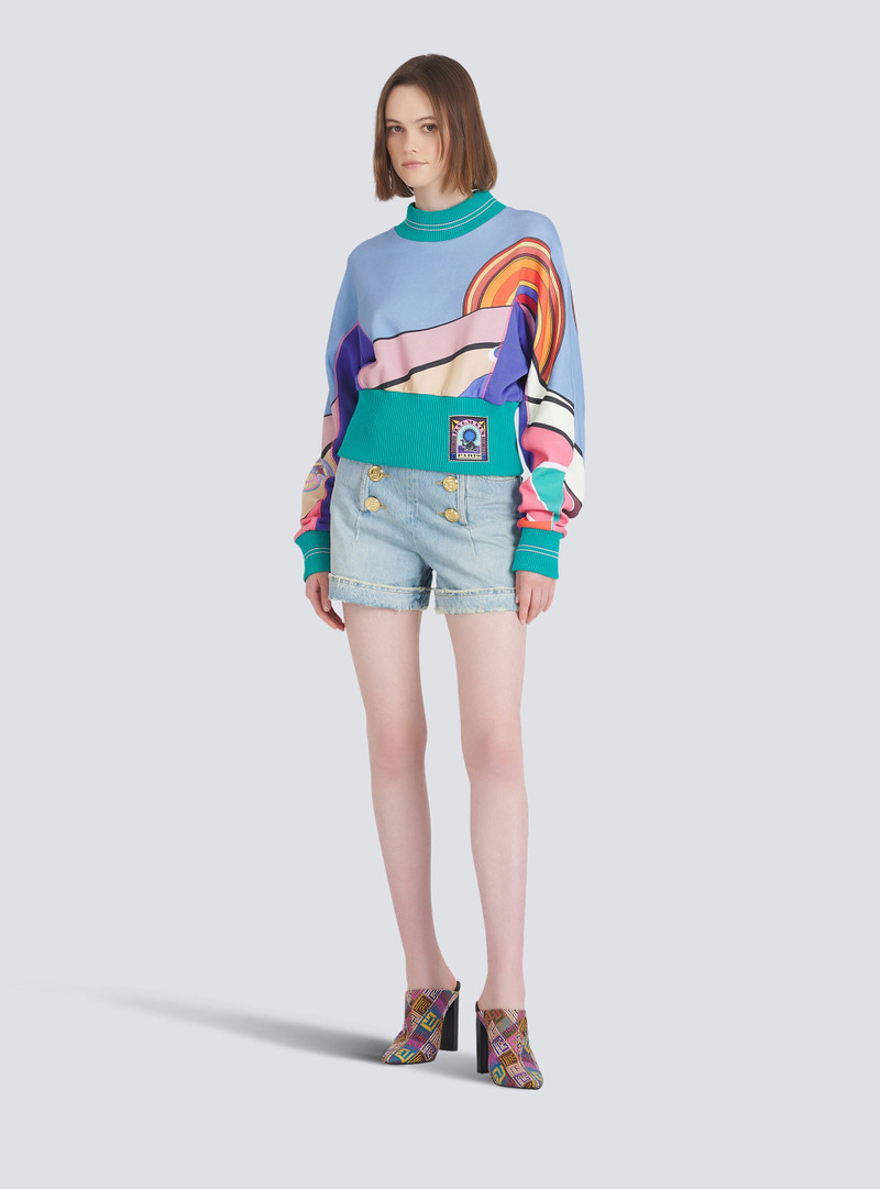 Balmain Eco-designed denim high-waisted shorts outlook