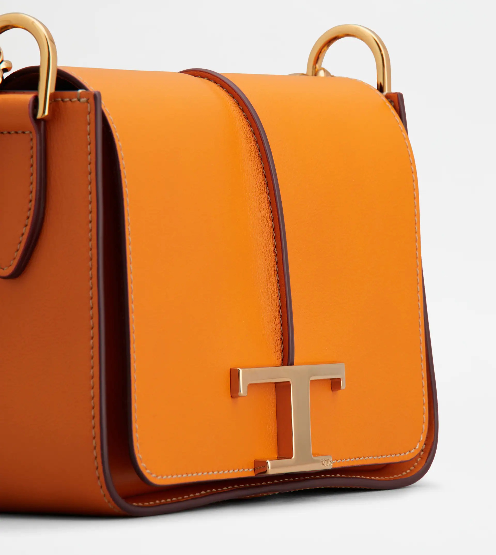 TIMELESS CROSSBODY BAG IN LEATHER MINI - ORANGE - 5