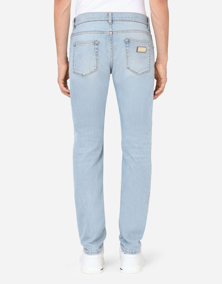 Washed light blue skinny stretch jeans - 2