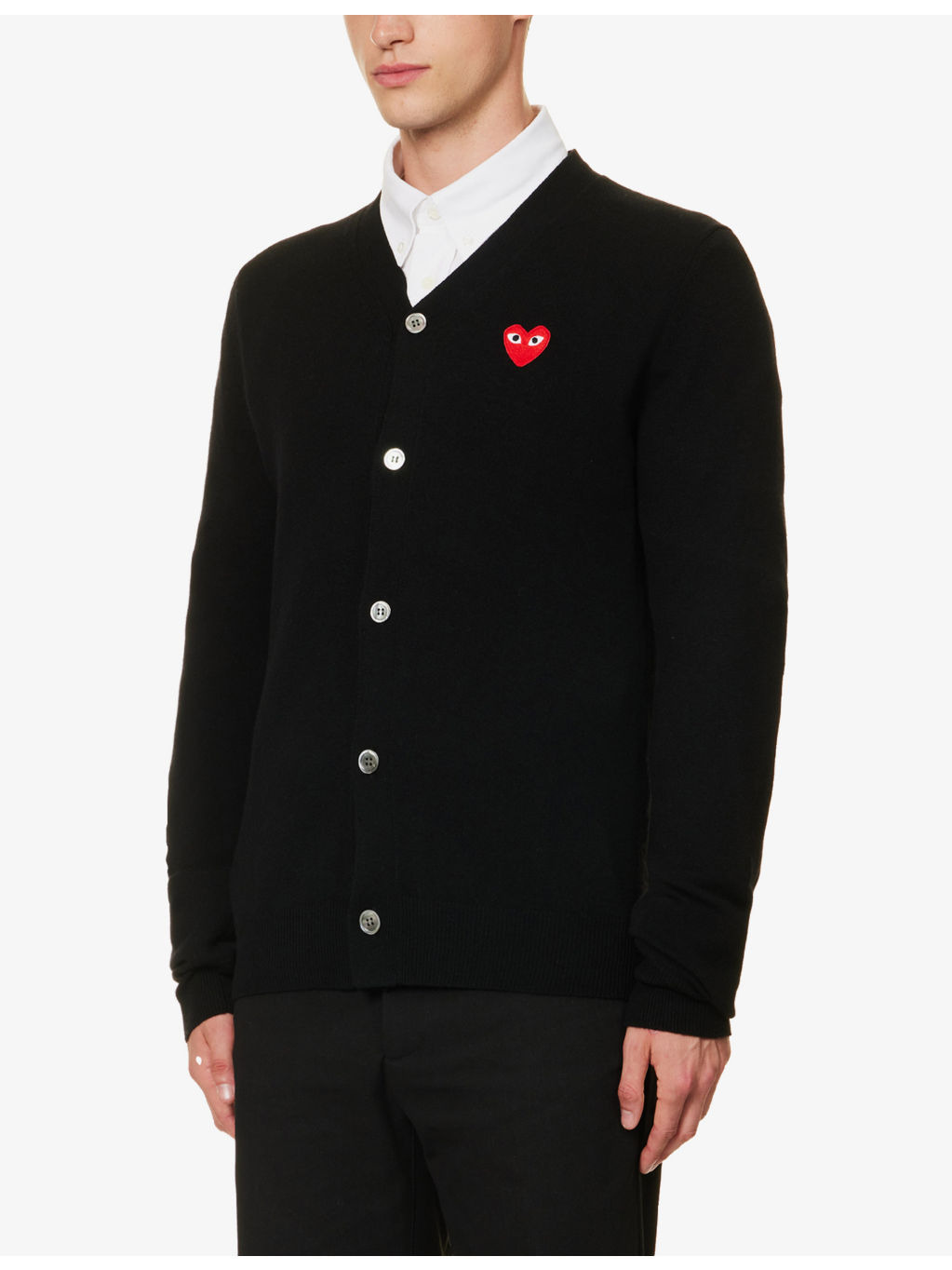 Logo-embroidered V-neck wool cardigan - 3