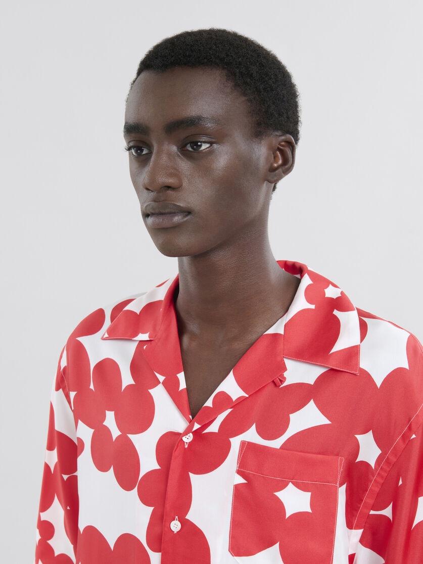 RED AND WHITE SHORT SLEEVED SHIRT WITH DILLES PRINT - 4