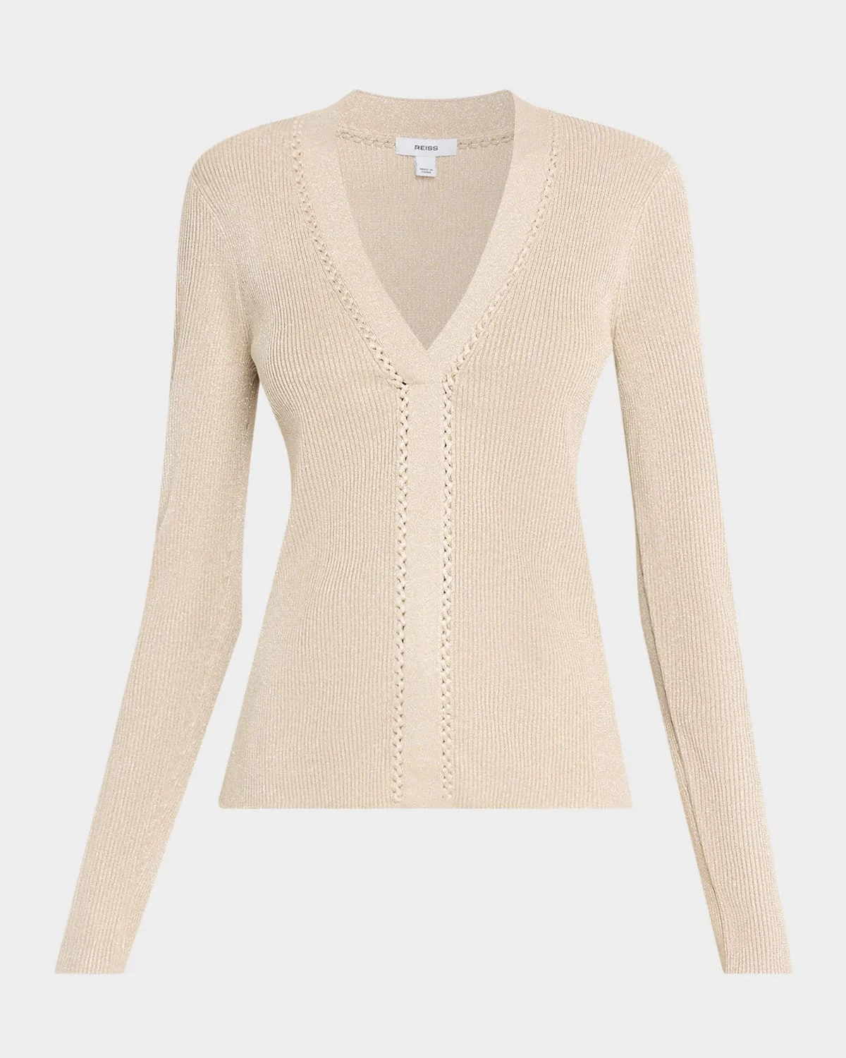 Lula Metallic Craft-Stitch Rib-Knit Top - 1