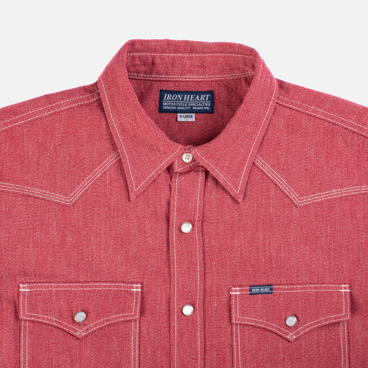 IHSH-289-RED 10oz Mock Twist Selvedge Chambray Western Shirt - Red 'The Salt and Cayenne' - 5