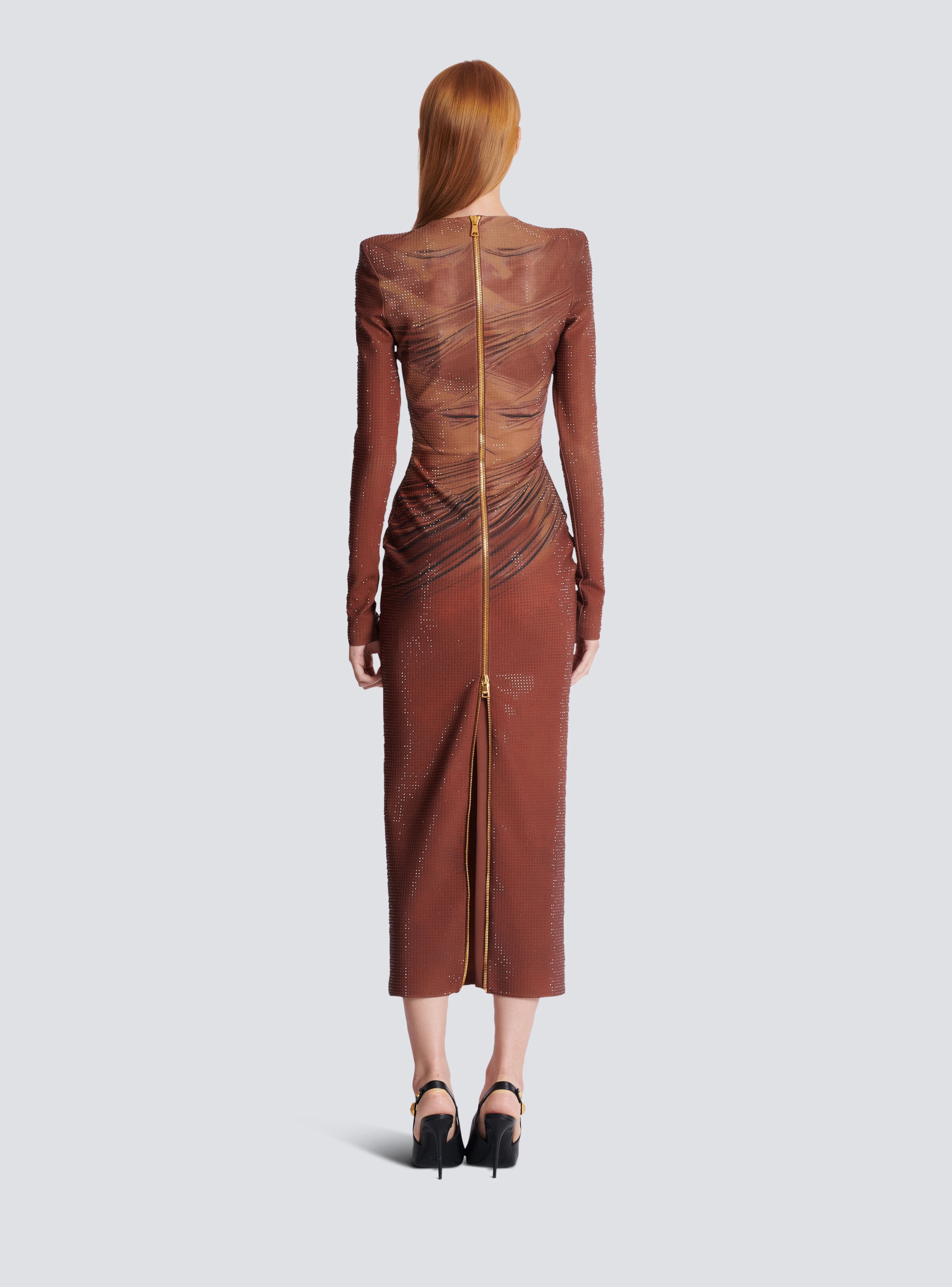 Printed long rhinestone dress - 4