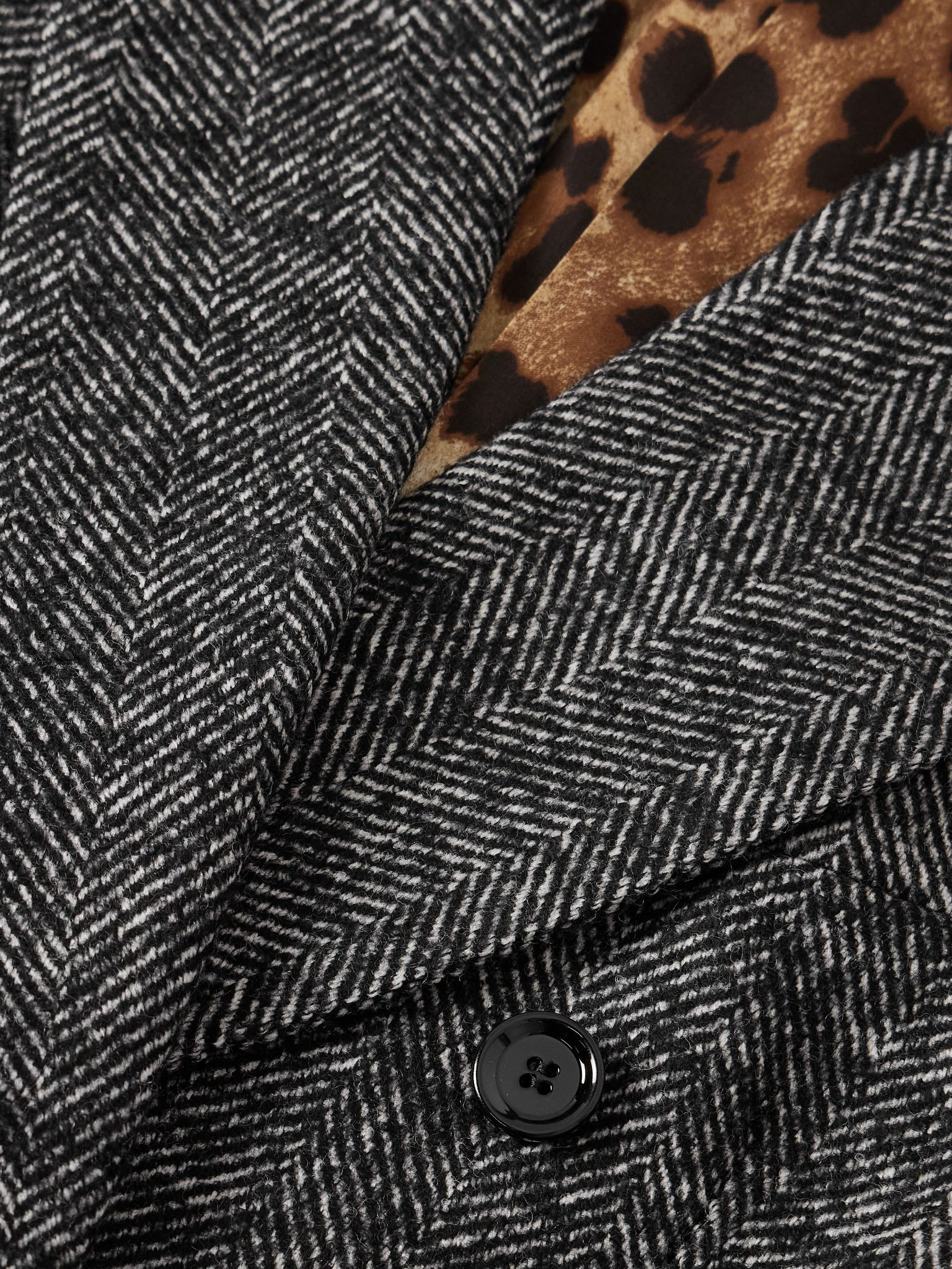 Double-breasted herringbone wool-blend blazer Gray - 5
