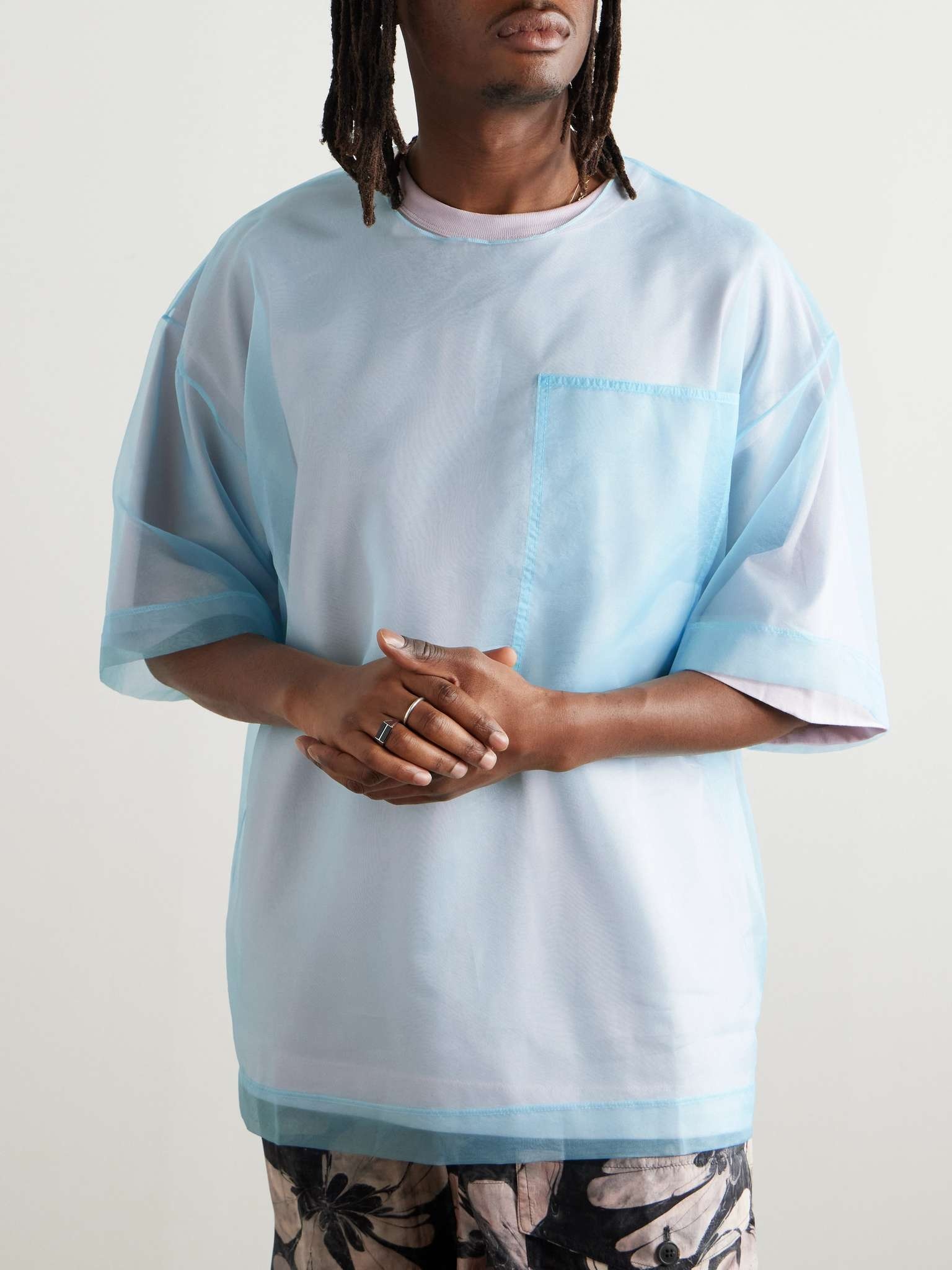 Oversized Layered Organza and Cotton-Blend Jersey T-Shirt - 3