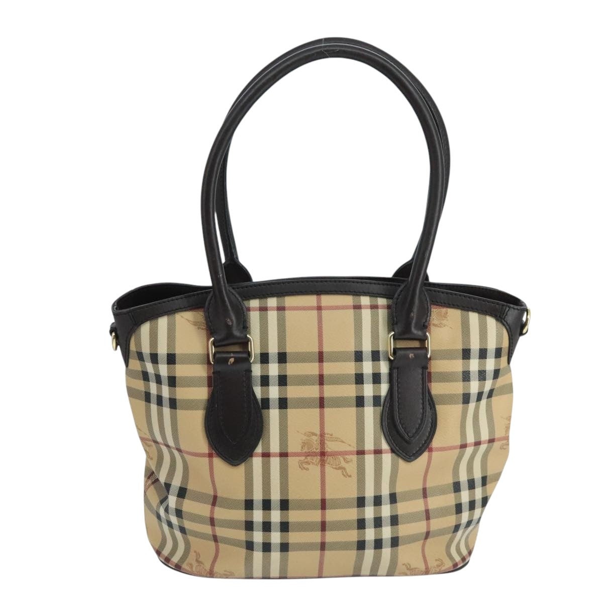 Burberry Nova Check Hand Bag Pvc Leather Beige - 2