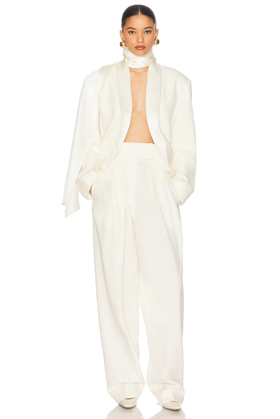 High Waist Pleated Suit Trouser in Wool - 6