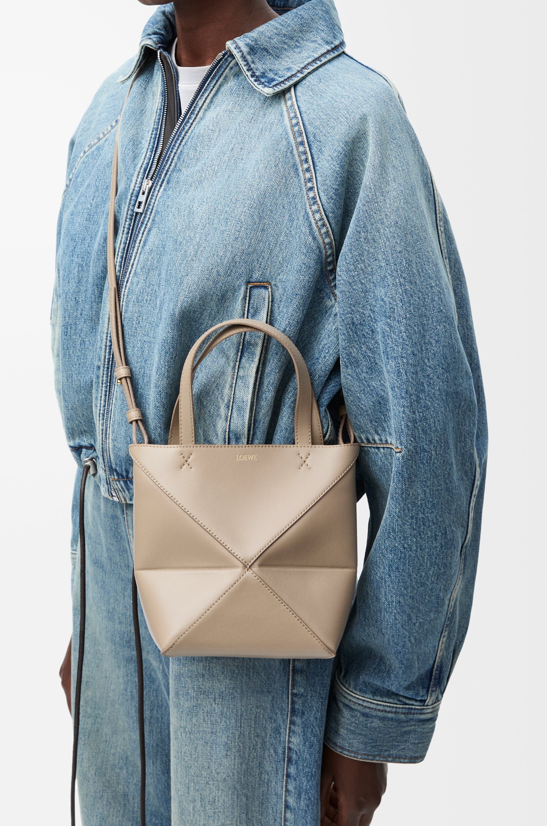 Mini Puzzle Fold tote in shiny calfskin - 3