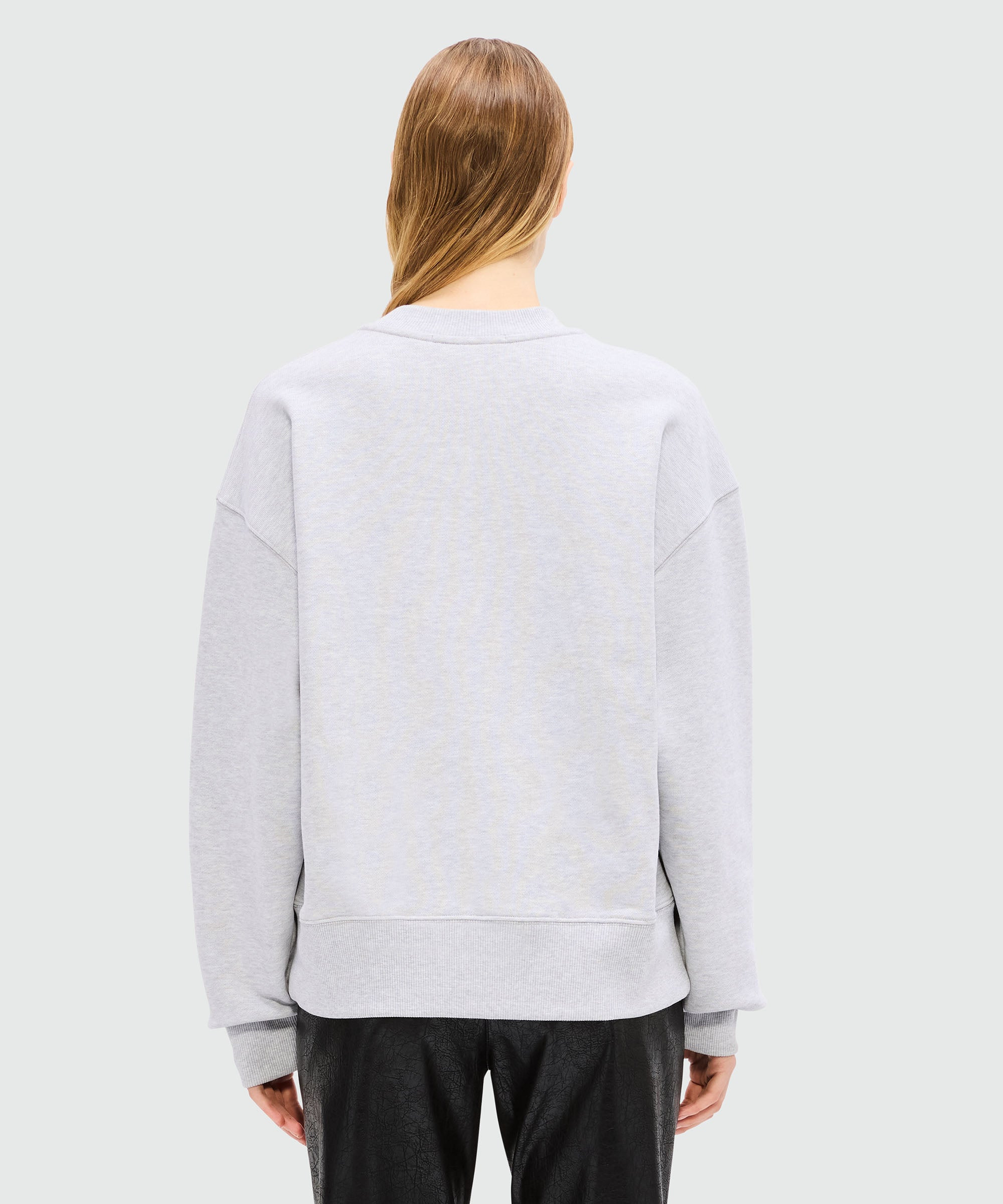 Grey melange jersey sweatshirt with cursive MSGM logo - 3