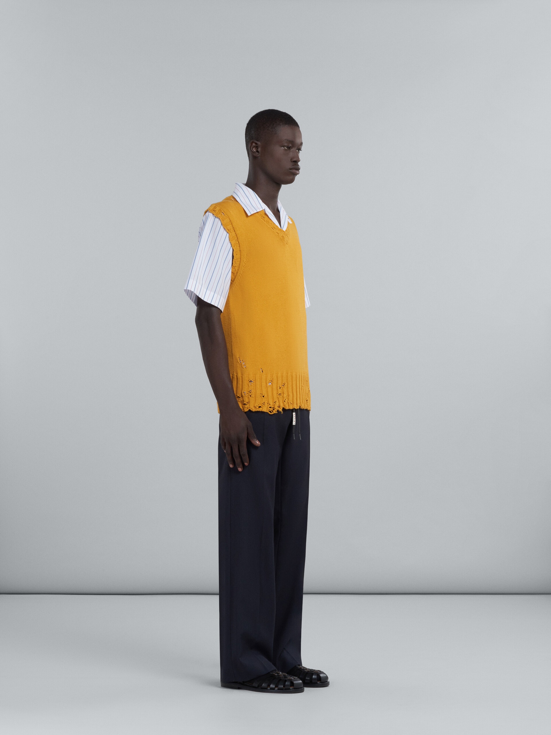 BOWLING SHIRT IN WHITE STRIPED BIO POPLIN - 5