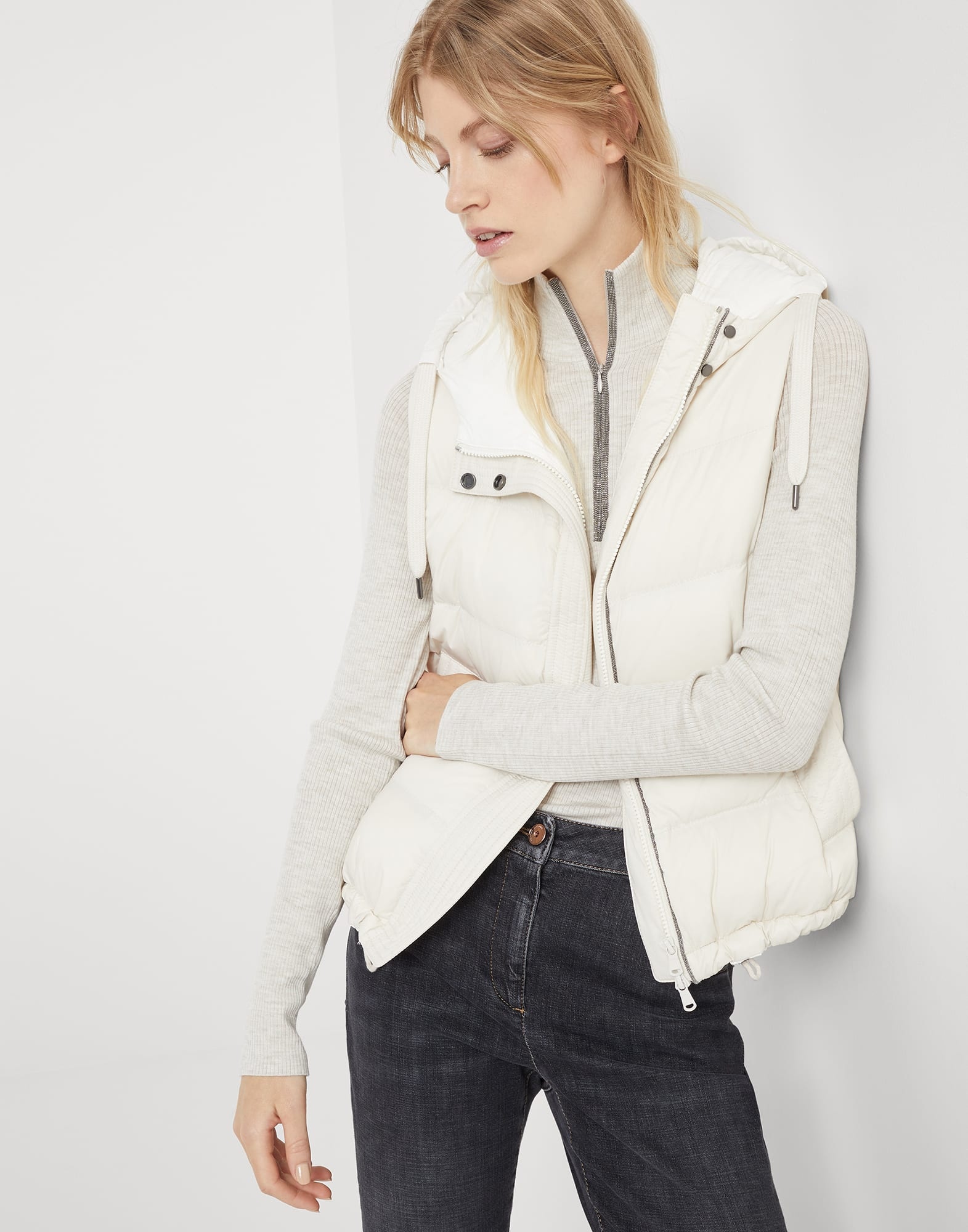 Brunello Cucinelli Lightweight matte nylon down vest with