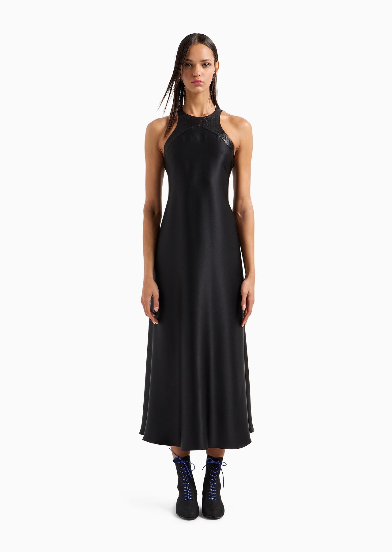 Double-faced silk-satin long dress - 2