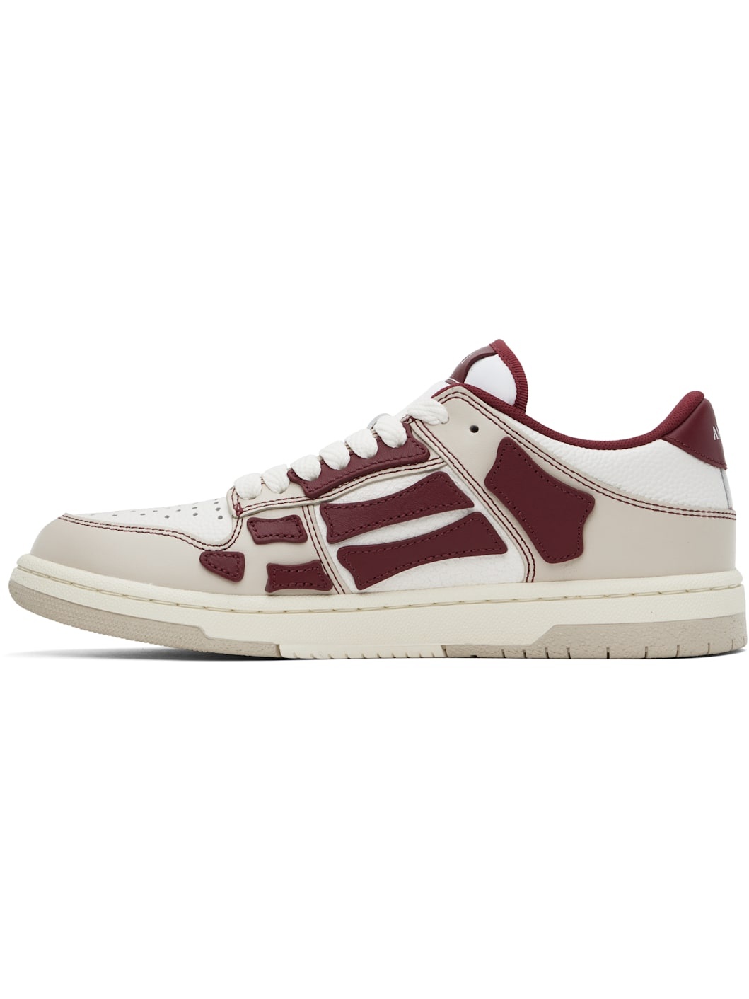 White & Red Varsity Skel Top Low Sneakers - 3