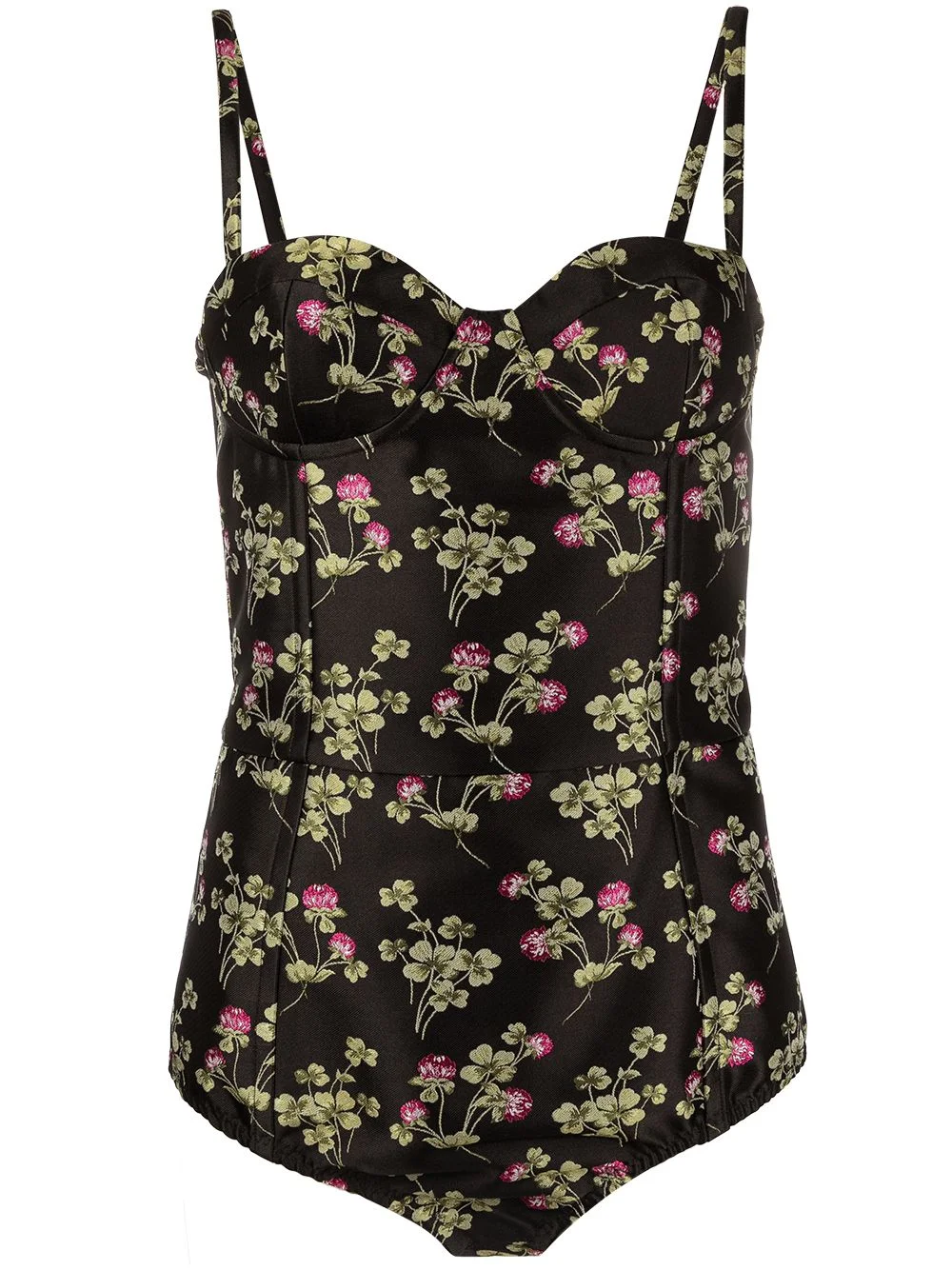 floral-print boned bodysuit - 1