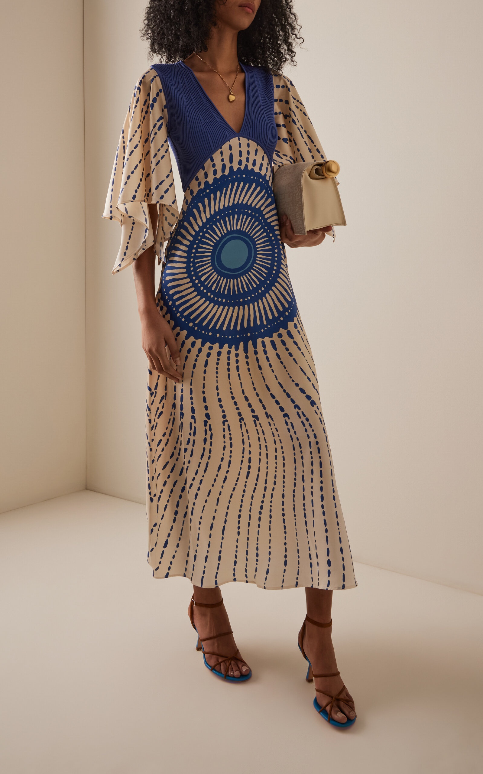 Matani Printed Satin Maxi Dress blue - 2