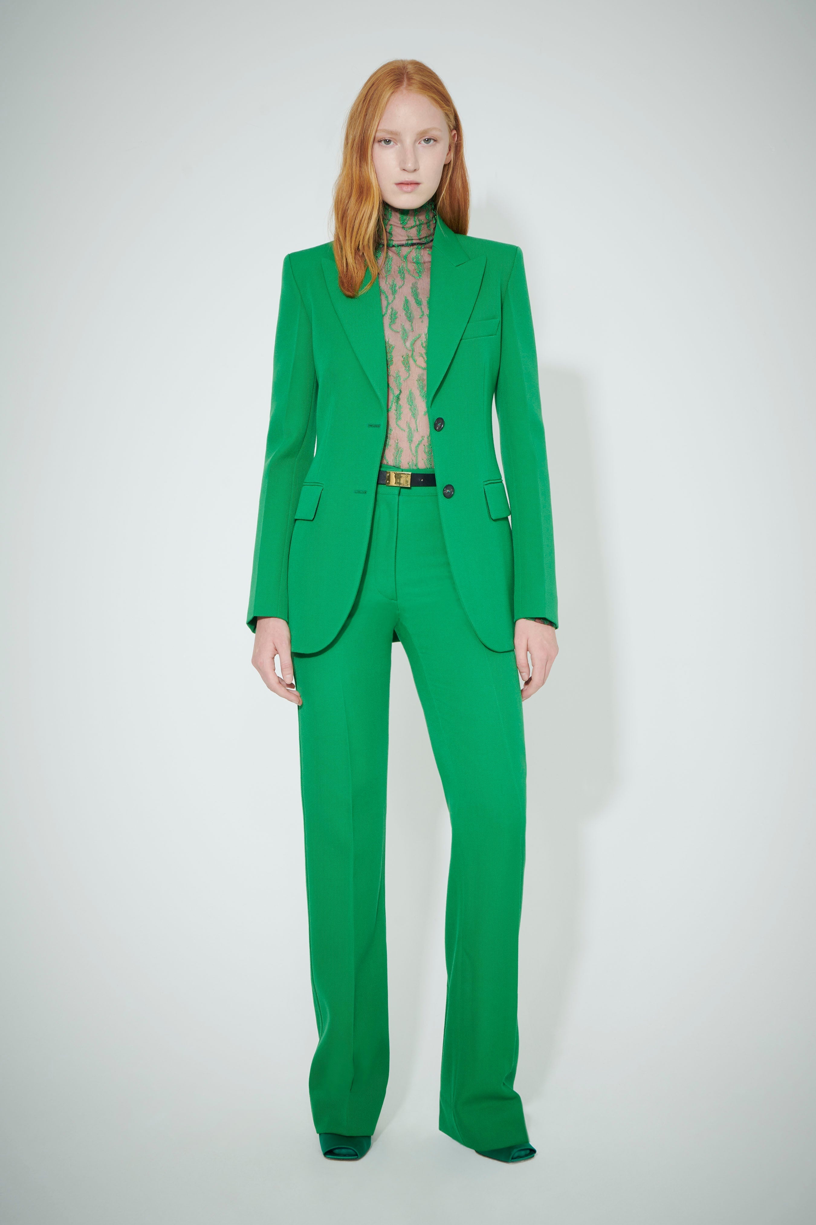 Peak Lapel Jacket in Bright Green - 2