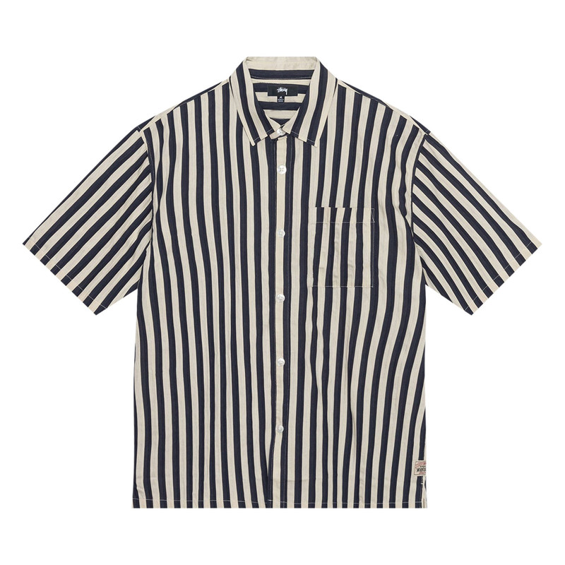Stussy Striped Boxy Flat Hem Shirt 'Navy' - 1