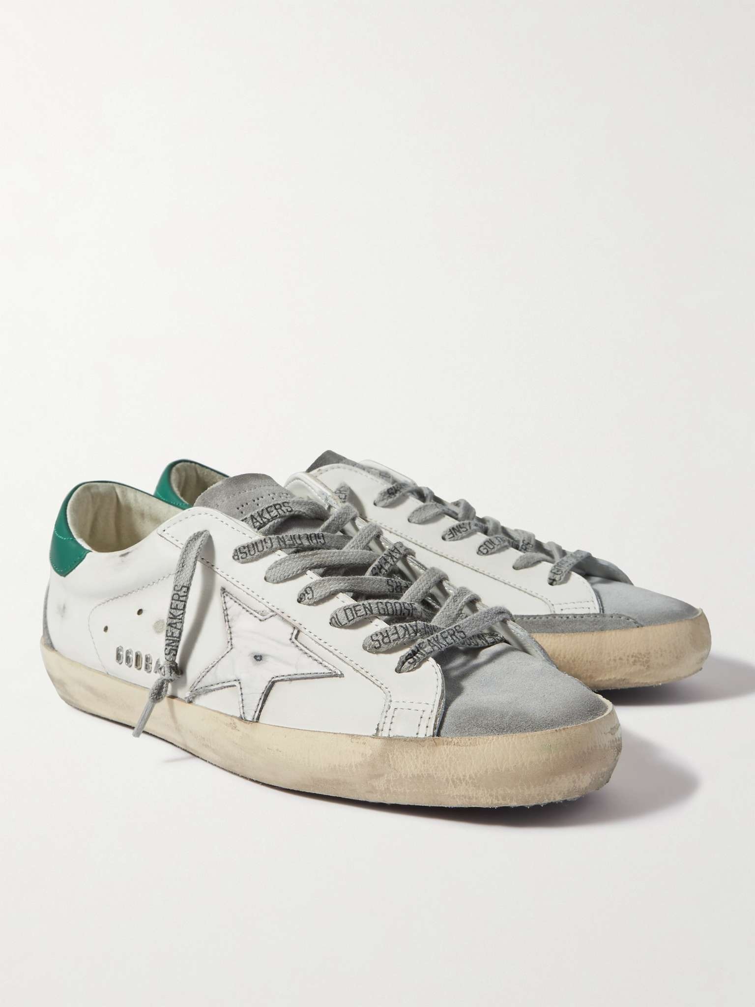Super-Star Distressed Suede-Trimmed Leather Sneakers - 4
