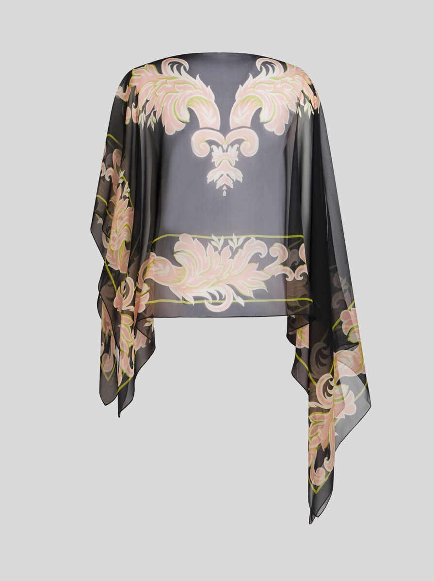 PRINTED SILK PONCHO - 5