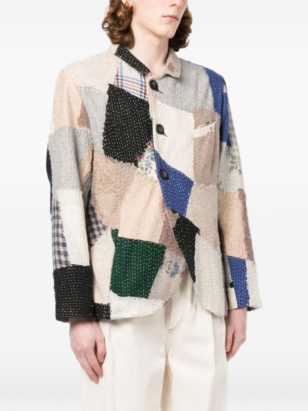patchwork blazer - 3