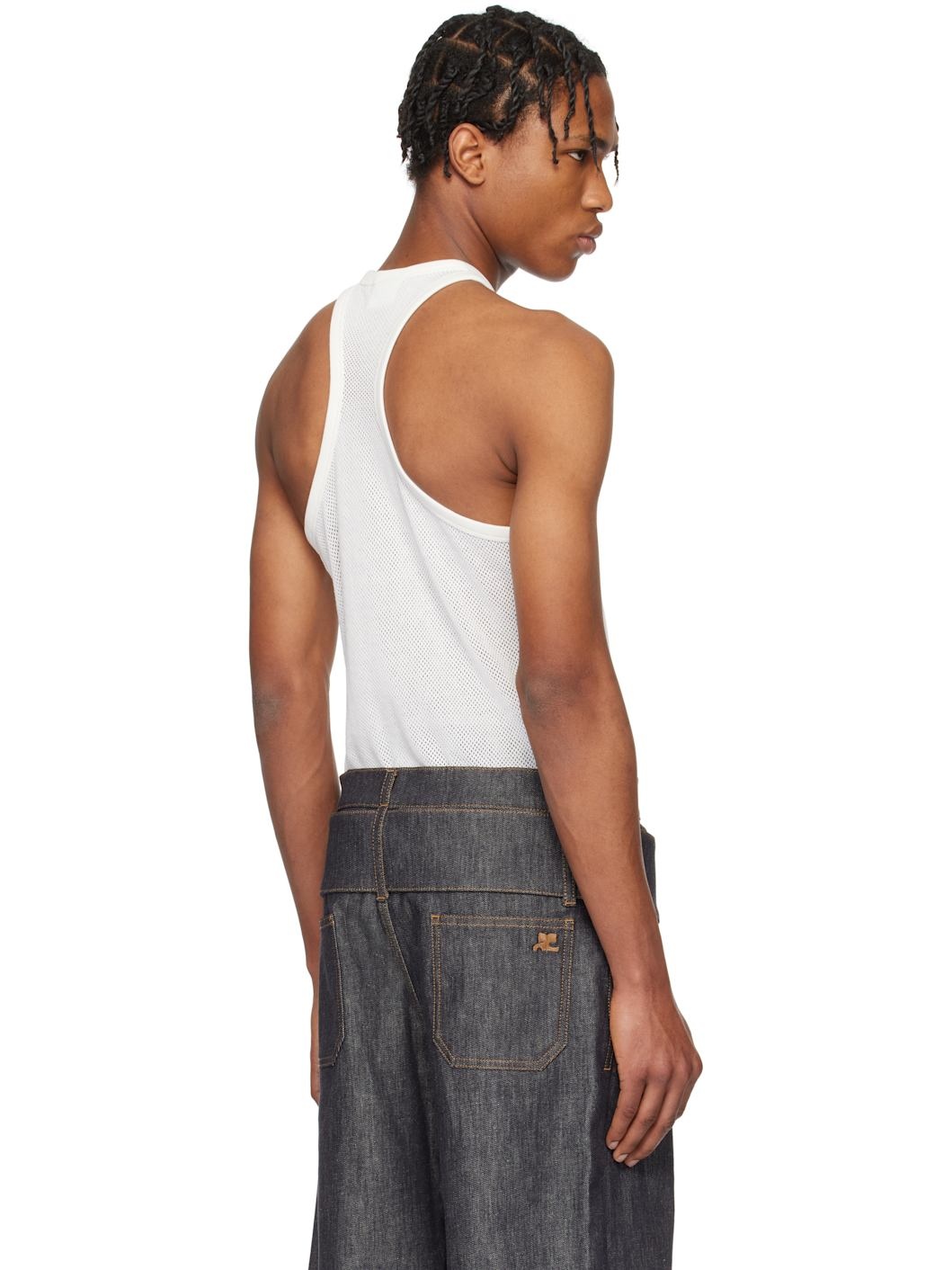 White Scuba Mesh Tank Top - 3