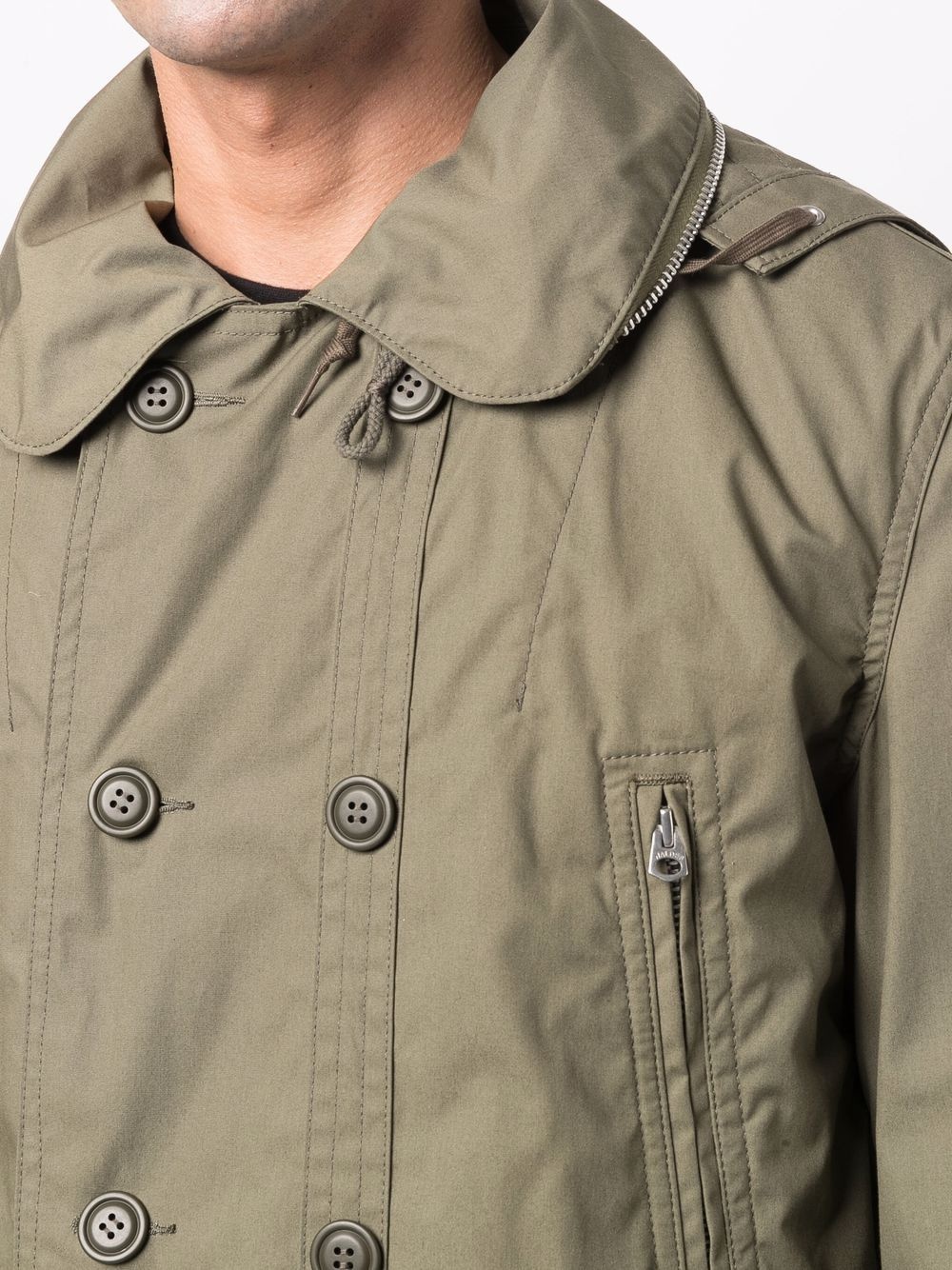 hooded double-breasted parka - 5