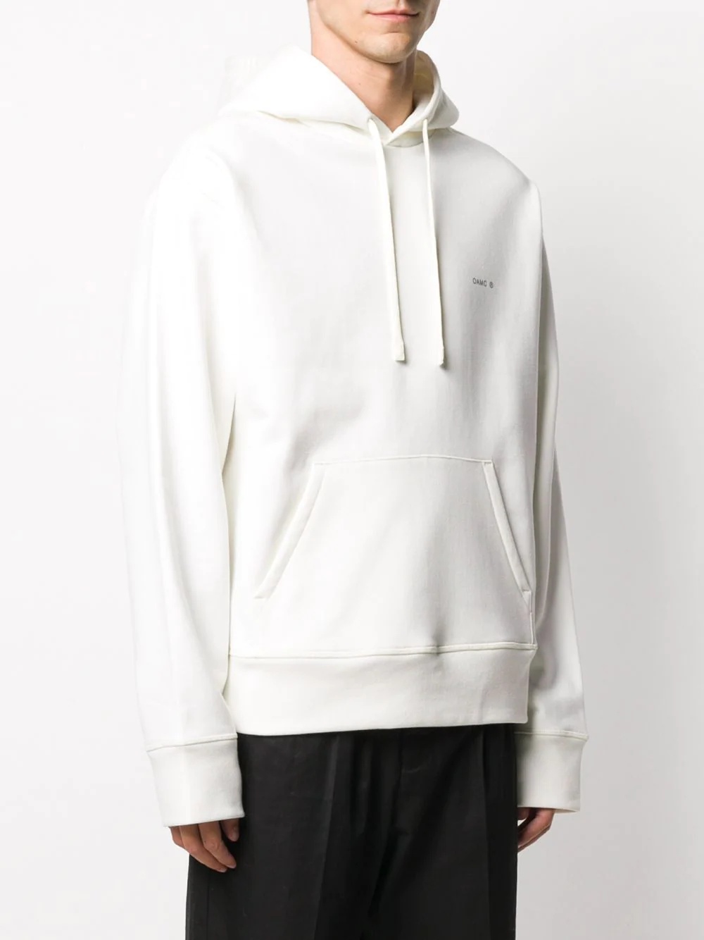 square patch drawstring hoodie - 4