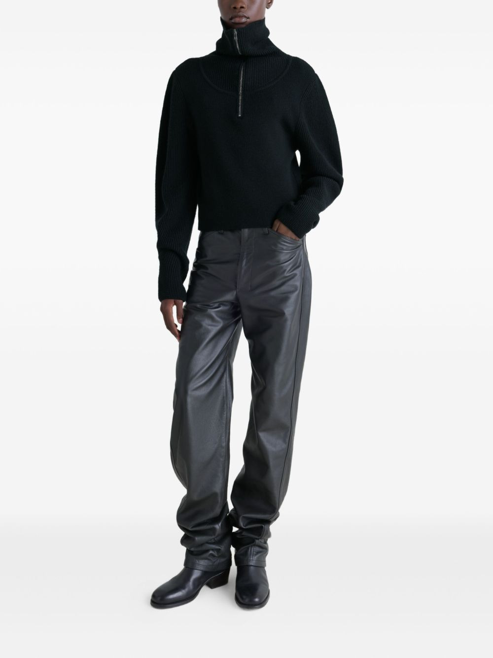 ribbed-knit half-zip sweater - 2