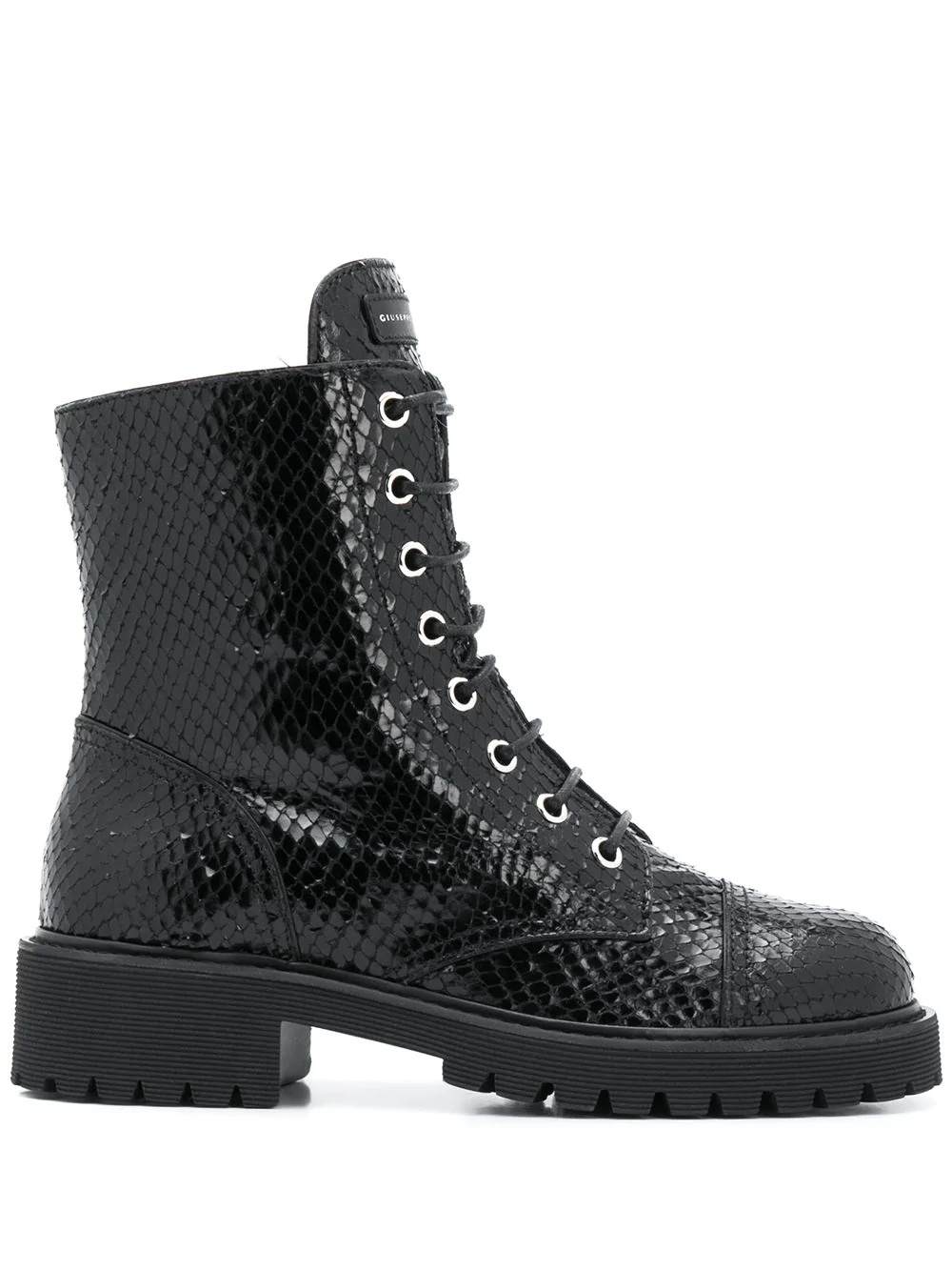 snake-effect combat boots - 1