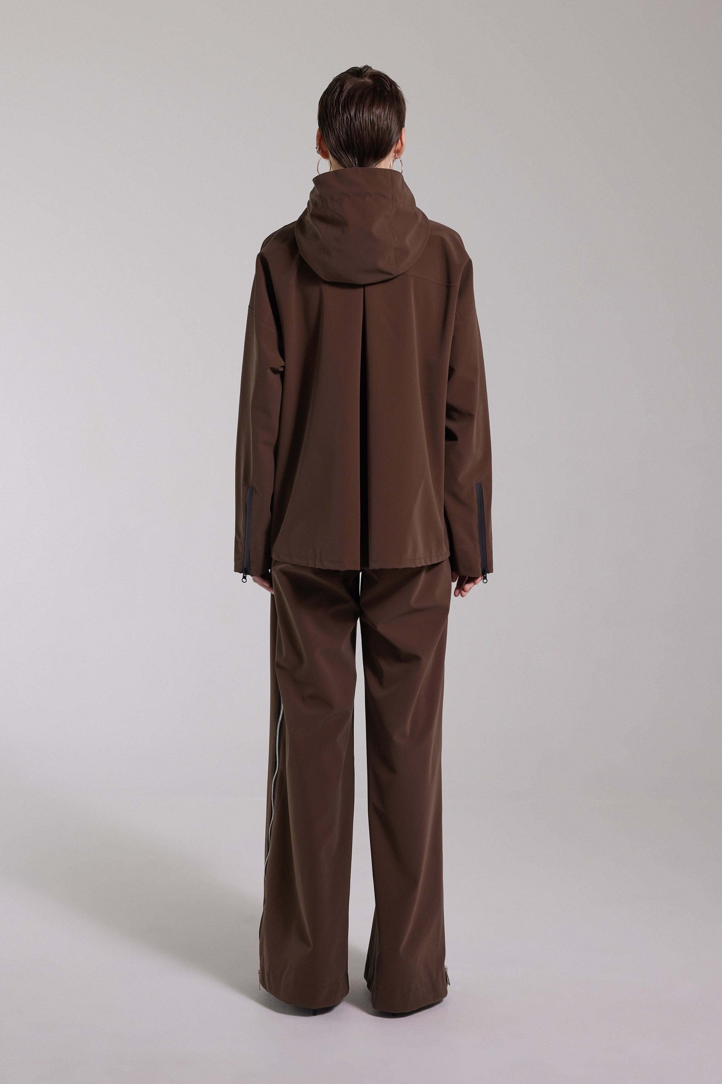 Sandviken Matte Zip Raincoat Dark Brown - 5