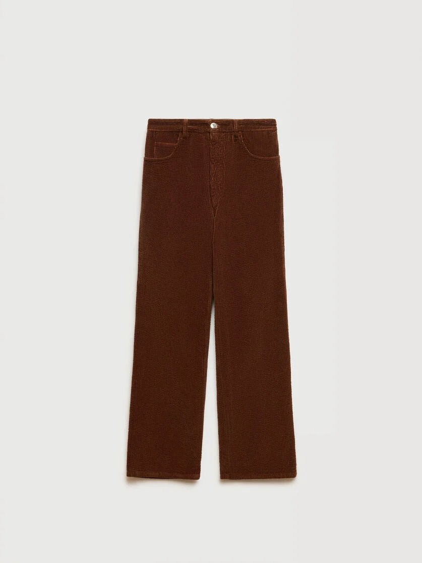 BROWN CORDUROY FLARED TROUSERS - 1