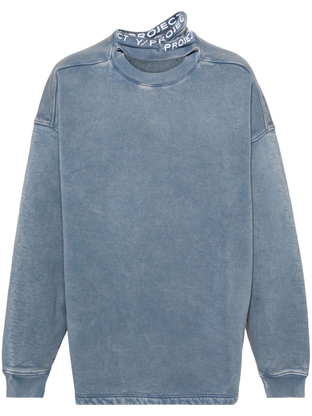 Tripe Collar cotton sweatshirt - 1
