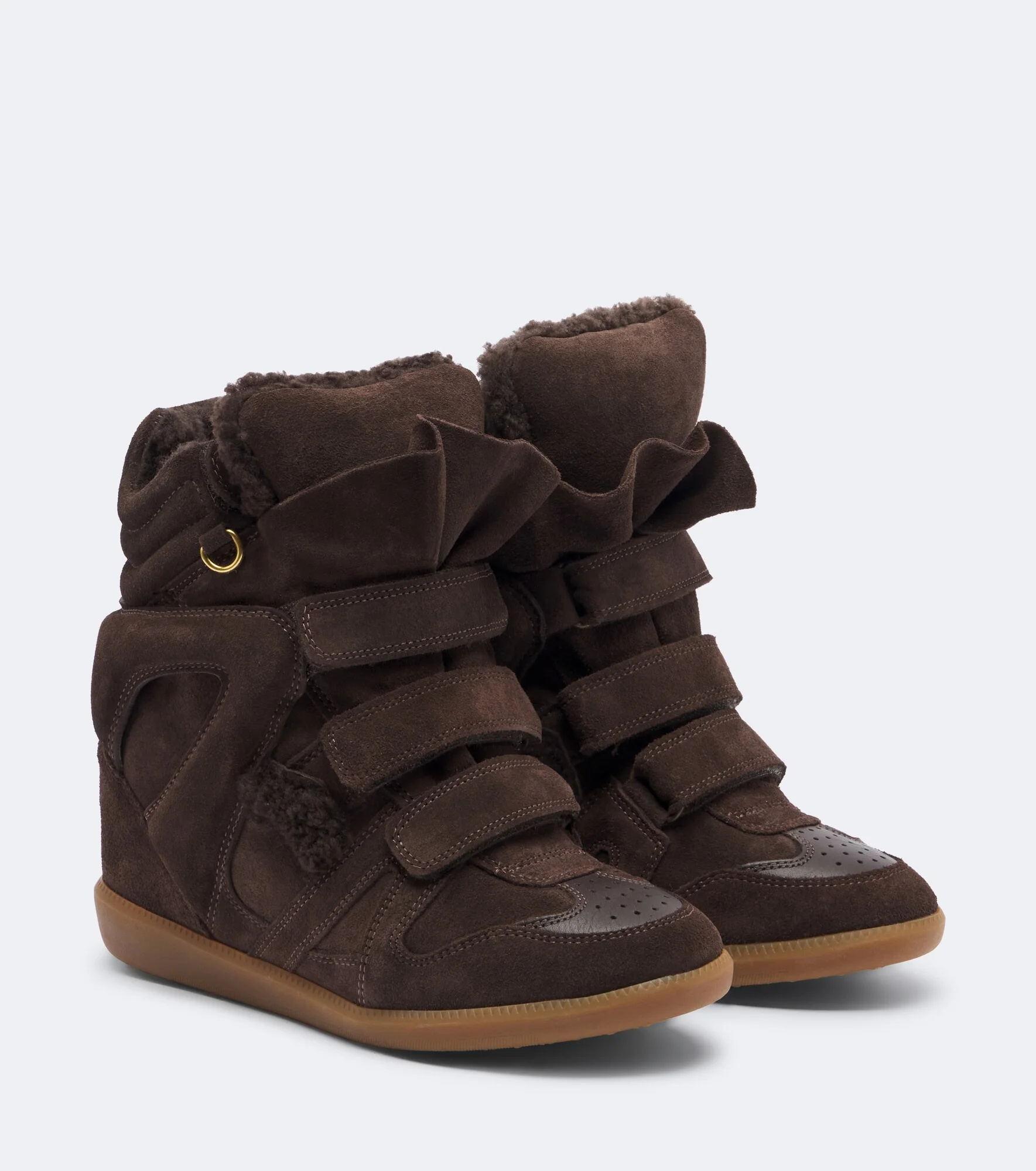Bekett shearling-lined suede wedge sneakers - 1